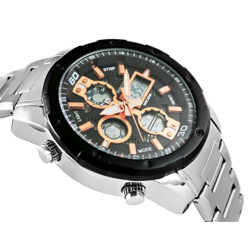 Zegarek Męski Perfect A8026B-1 Dual Time Iluminacja i Fluorescencja