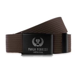Pasek parciany Paolo Peruzzi elegancki do spodni brązo