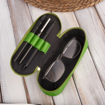 Skórzane etui na okulary piórnik zielony vintage Paolo Peruzzi T-82-GR