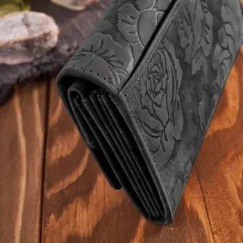Portfel damski skórzany czarny w stylu vintage duży Paolo Peruzzi T-107-HBL