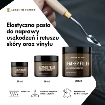 Leather Filler - szpachla do skóry w kolorze czarnym 50 ml Leather Expert LE-10-FB50