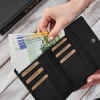 Portfel damski skórzany czarny ze skóry naturalnej duży poziomy Brødrene G-89SH/BL