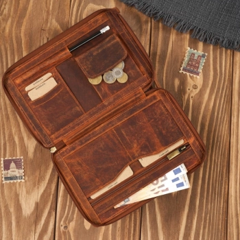 Skórzana saszetka męska vintage z organizerem Paolo Peruzzi