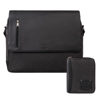 Zestaw portfel skórzany i torba na laptopa męska elegancka