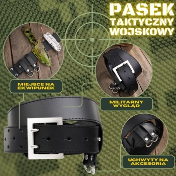 Pasek męski skórzany wojskowy elegancki do spodni 130cm