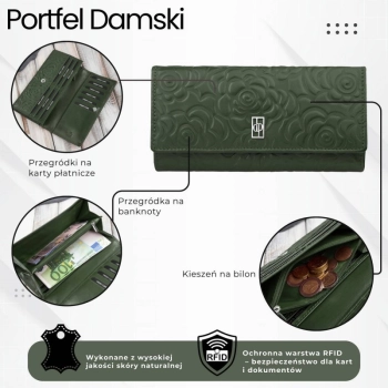 Portfel damski skórzany na ramię duży Paolo Peruzzi RFID