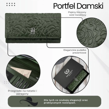 Portfel damski skórzany w kwiaty Paolo Peruzzi poziomy duży