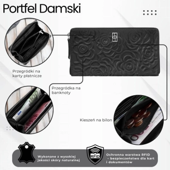 Portfel damski ze skóry naturalnej Paolo Peruzzi czarny