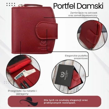 Portfel damski skórzany czerwona portmonetka RFID Paolo Peruzii AL-24-RD