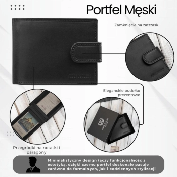 Portfel męski skórzany klasyczna czerń RFID Paolo Peruzzi AL-16-BL