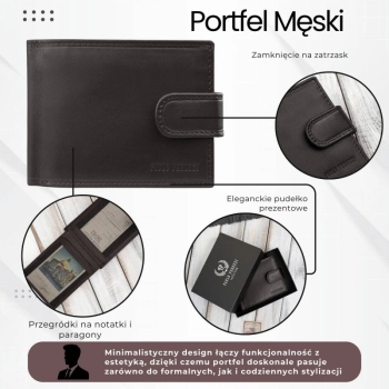Portfel męski skórzany brązowy z ochroną RFID Paolo Peruzzi AL-16-BR