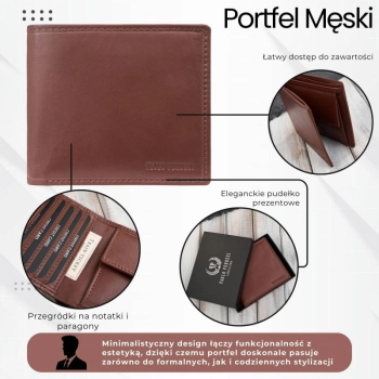 Portfel męski smukły Paolo Peruzzi koniakowy do noszenia