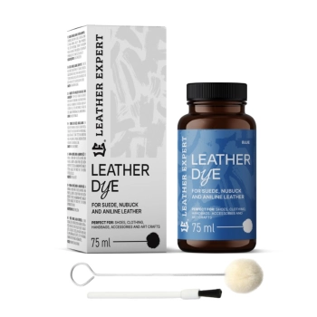 Farba do zamszu, nubuku, aniliny kolor niebieski 75ml Leather Expert Leather Dye  LE-21-D75BLU