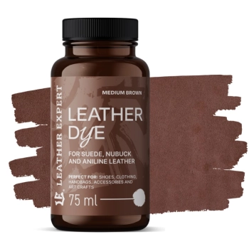 Farba do zamszu, nubuku, aniliny kolor średni brąz 75ml Leather Expert Leather Dye  LE-21-D75MBR