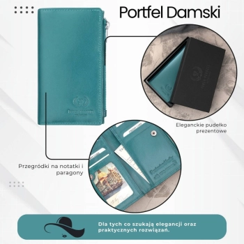 Portfel damski skórzany duży Paolo Peruzzi z ochroną RFID