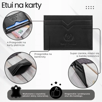 Etui na karty i wizytówki Paolo Peruzzi skórzane czarne