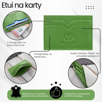 Etui na karty i wizytówki skórzane Paolo Peruzzi zielone