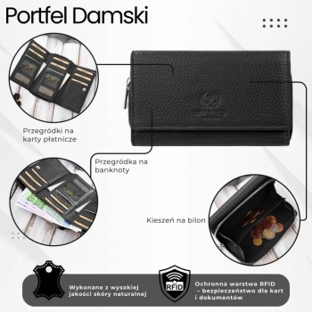 Portfel damski duży Paolo Peruzzi skóra naturalna