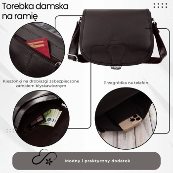 Torebka damska skórzana listonoszka ze skóry licowej brązowa Paolo Peruzzi T-39-KBR
