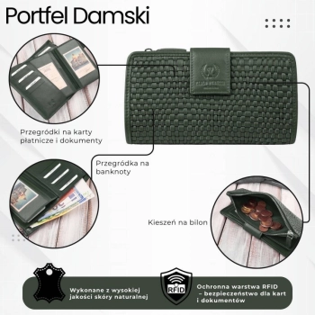 Portfel damski skórzany duży pleciony Paolo Peruzzi