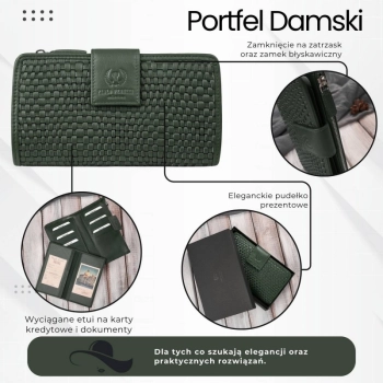 Portfel damski skórzany duży pleciony Paolo Peruzzi