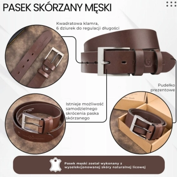 Pasek męski skórzany elegancki Paolo Peruzzi