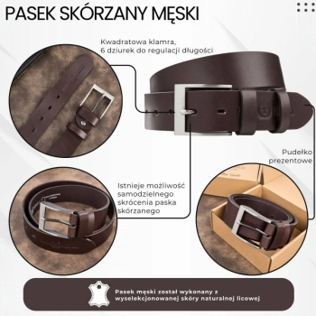 Pasek męski skórzany Paolo Peruzzi elegancki