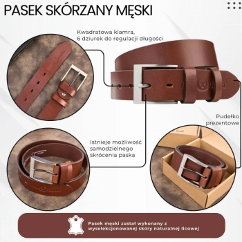 Pasek męski skórzany Paolo Peruzzi elegancki klasyczny 100cm