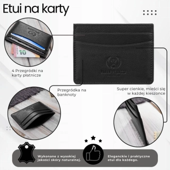 Etui na karty i wizytówki skórzane Paolo Peruzzi czarne
