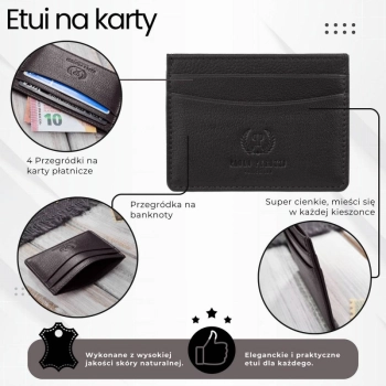 Etui na karty i wizytówki skórzane Paolo Peruzzi brązowe