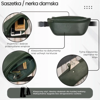 Saszetka nerka damska Paolo Peruzzi wielofunkcyjna zielona
