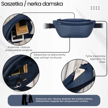Saszetka nerka damska Paolo Peruzzi duża wielofunkcyjna