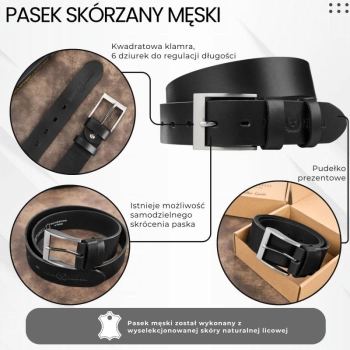 Pasek męski skórzany Paolo Peruzzi elegancki klasyczny