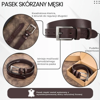 Pasek męski skórzany Paolo Peruzzi elegancki z klasyczną