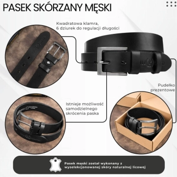 Pasek męski skórzany Paolo Peruzzi klasyczna klamra