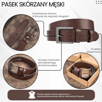 Pasek męski skórzany elegancki Paolo Peruzzi