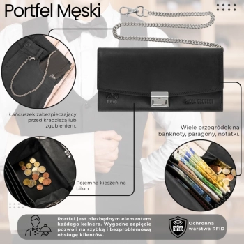 Portfel kelnerski skórzany Paolo Peruzzi z ochroną RFID