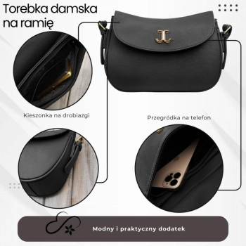 Torebka damska klasyczna na ramię ze skóry syntetycznej