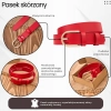 Pasek damski skórzany elegancki do spodni ze złotą klamrą