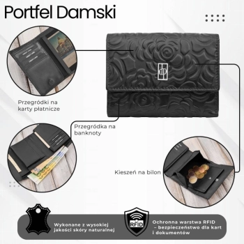 Portfel damski skórzany Paolo Peruzzi poziomy ochrona RFID