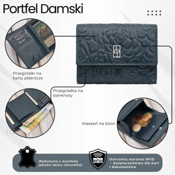 Portfel damski skórzany Paolo Peruzzi poziomy ochrona RFID