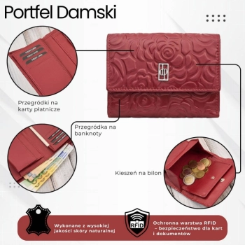 Portfel damski skórzany Paolo Peruzzi poziomy z ochroną RFID