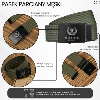 Pasek męski parciany Paolo Peruzzi klasyczny 125 cm