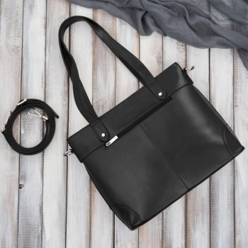 Torebka damska skórzana na ramię duża czarna torba damska shopper Paolo Peruzzi T-41-BL