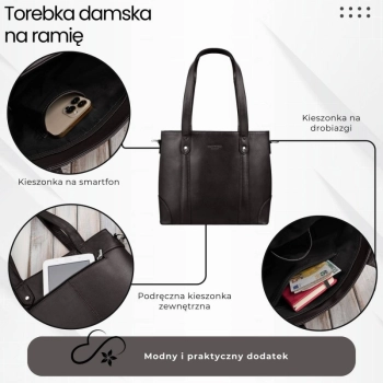 Torebka damska skórzana na ramię shopper Paolo Peruzzi