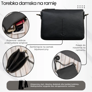 Torebka damska na ramię skórzana listonoszka Paolo Peruzzi