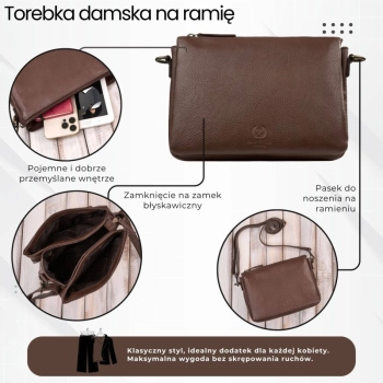 Torebka damska Paolo Peruzzi na ramię skórzana listonoszka
