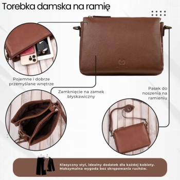 Torebka damska Paolo Peruzzi na ramię skórzana listonoszka