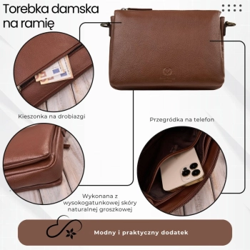 Torebka damska Paolo Peruzzi na ramię skórzana listonoszka