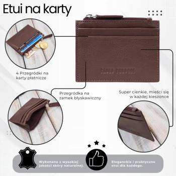 Skórzane etui na karty Paolo Peruzzi z RFID i kieszonką